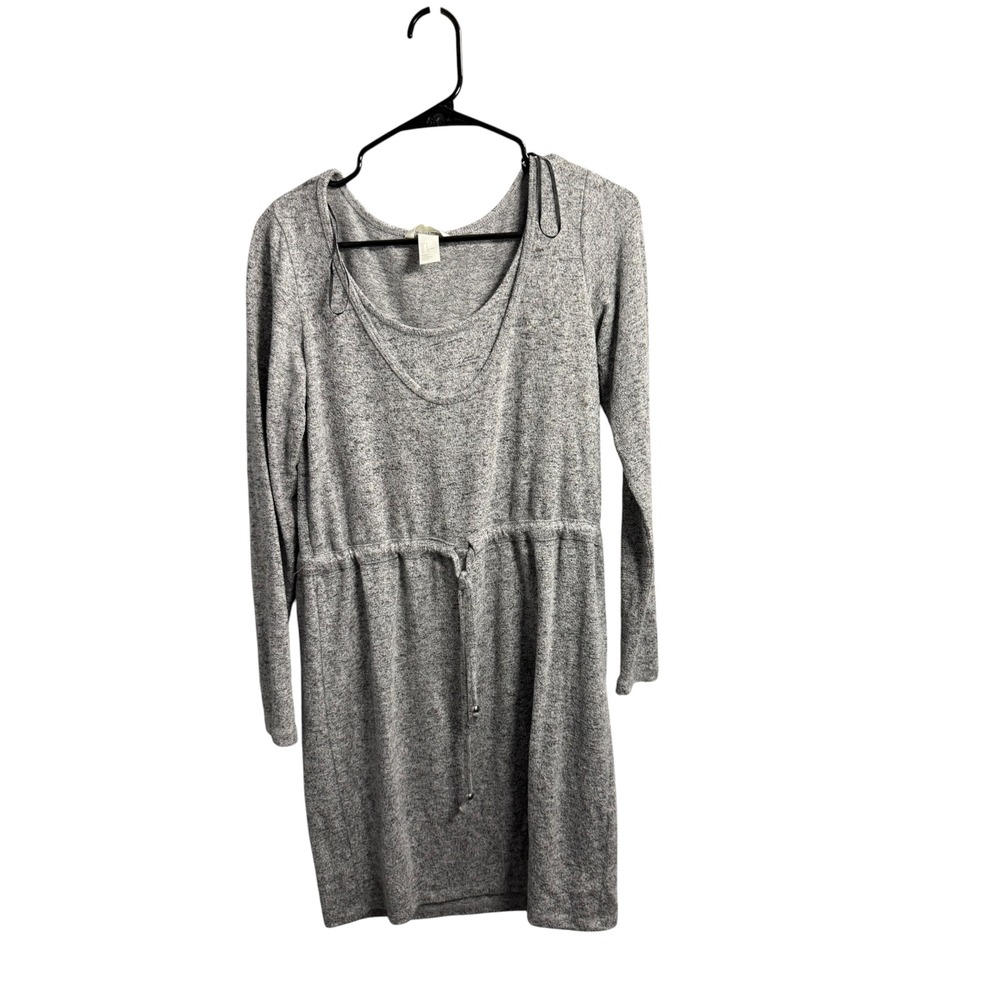 HM MAMA Maternity Nursing Dress Grey Heathered Long Sleeve Drawstring Small